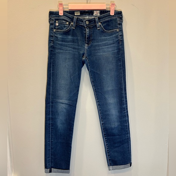 AG Stilt Cigarette Roll Up Denim Blue Jeans - Picture 2 of 4